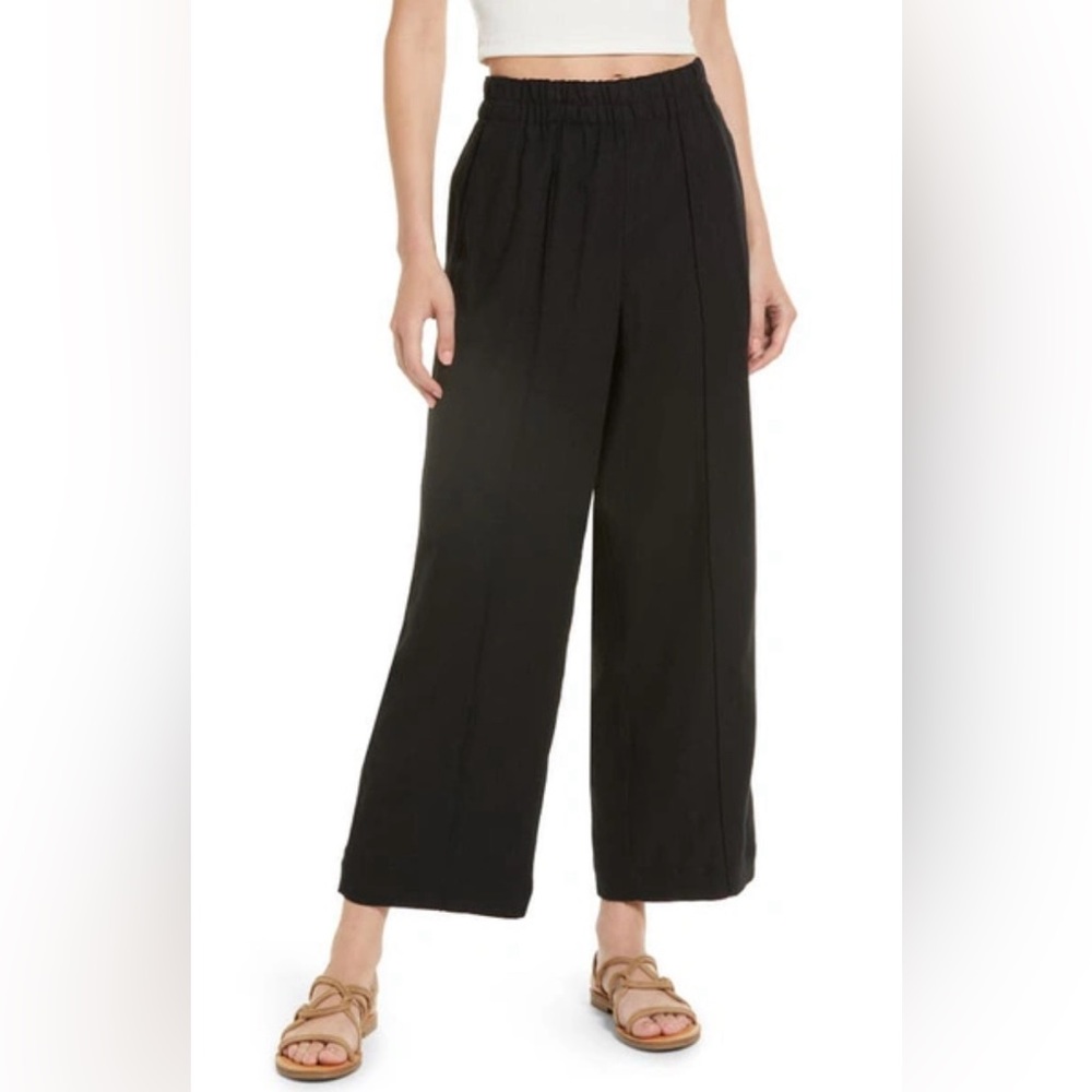 Madewell Breezewoven Pull-On High-Rise Straight Pants - Black - Size S